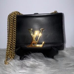 Louis Vuitton Louise MM Black Leather Shoulder Bag~w/COA